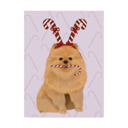 Fab Funky 'Pomeranian And Candy Canes' Canvas Art,24x32